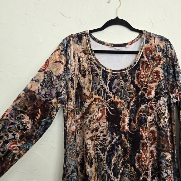 Soft Surroundings Velvet Patterned Long Sleeve Dress, XL - Picture 5 of 11